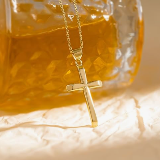 14K Real Gold FAIR & FAVORED™ Classic Cross Pendent Necklace