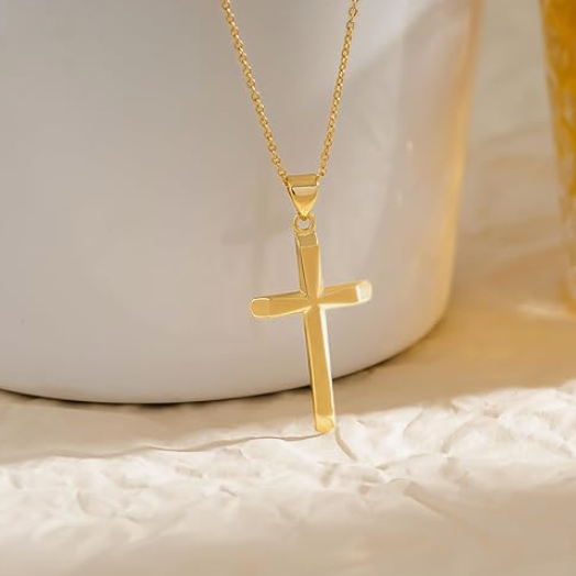 14K Real Gold FAIR & FAVORED™ Classic Cross Pendent Necklace