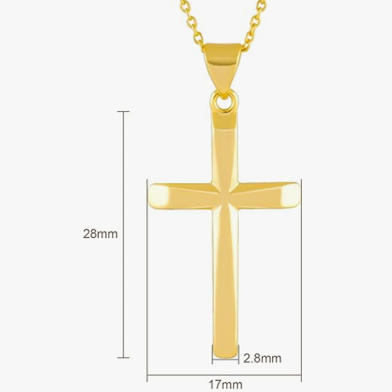 14K Real Gold FAIR & FAVORED™ Classic Cross Pendent Necklace