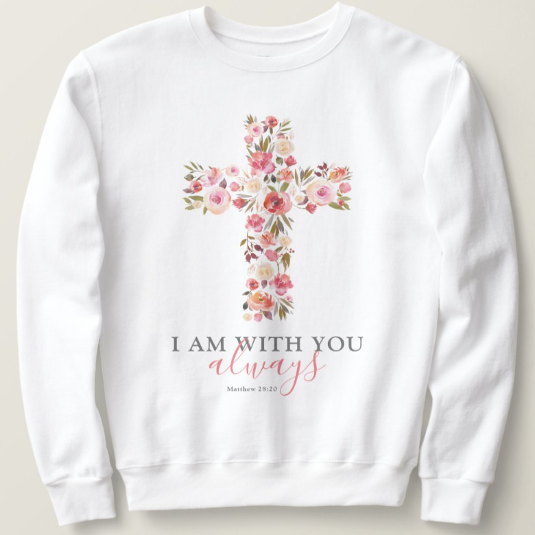 White Floral Crucifix Sweater