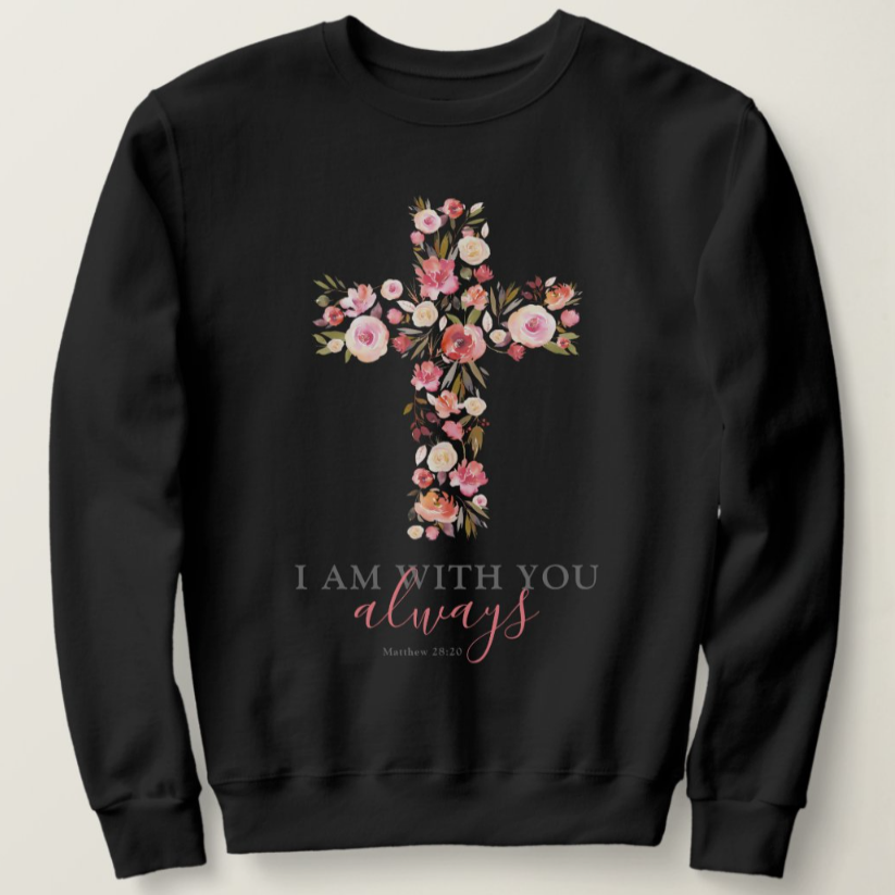 Black Floral Crucifix Sweater